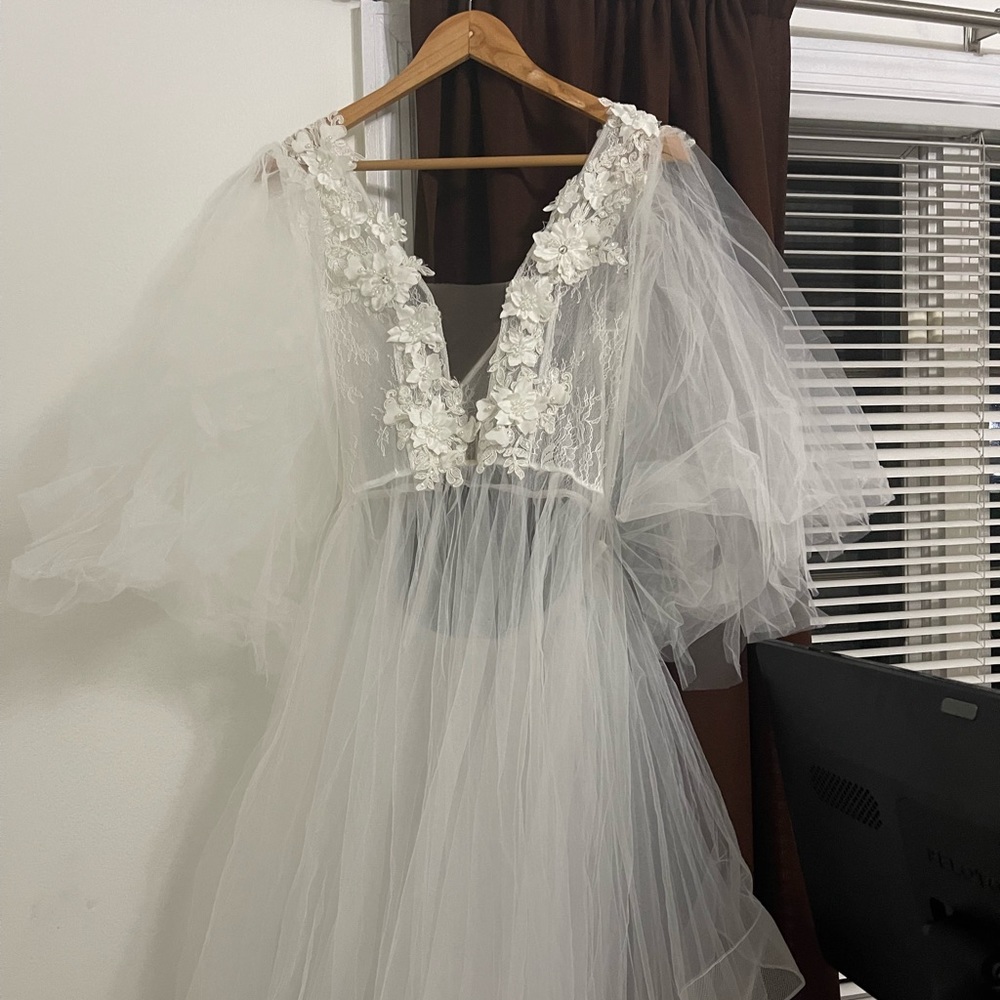 White wedding robe - worn once for about an hour